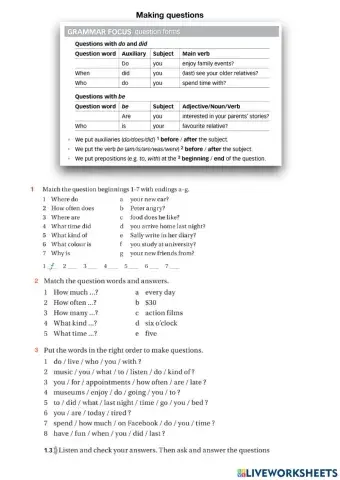 Word order in questions