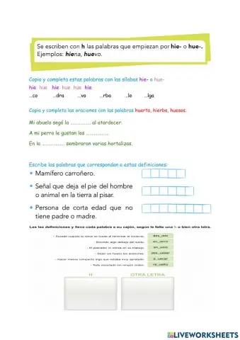 Uso de la H - Hue - Hie - Las leyendas
