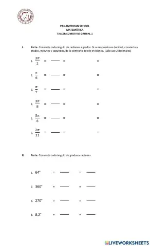 Conversión de Grados a Radianes y Viceversa