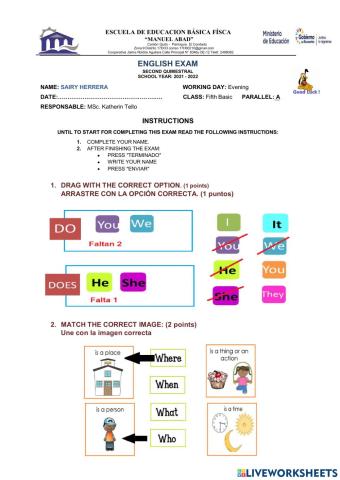 Second quimestral -exam sayri
