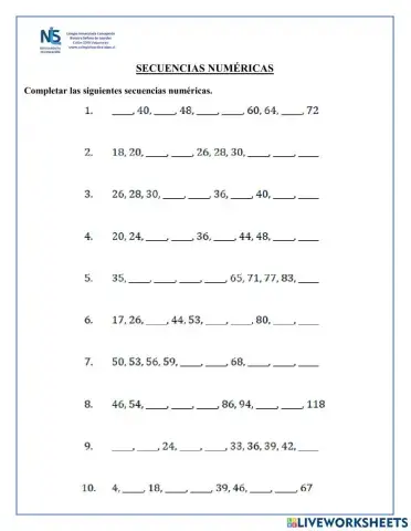 Secuencias numéricas