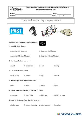 TA - unit 07 ID ONE B - exam