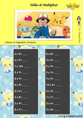 Tablas de multiplicar 1