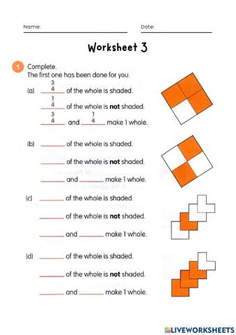 Worksheet finding parts of a whole