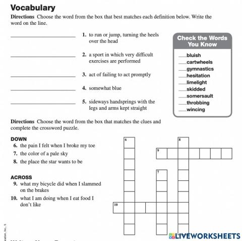 Vocabulary The Gymnast