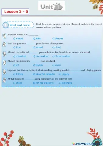 Grade 8 S 1 Unit 1 Lessons 3 -5 SB Pages 4 - 5