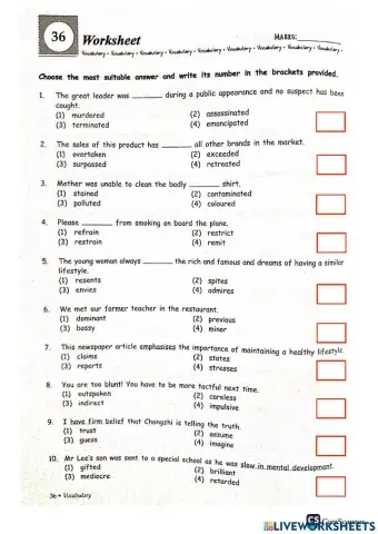 Grammar + vocab part h