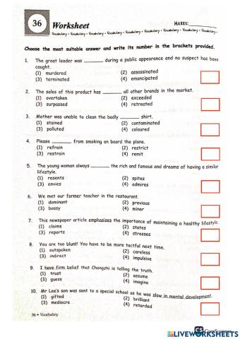 Grammar + vocab part h