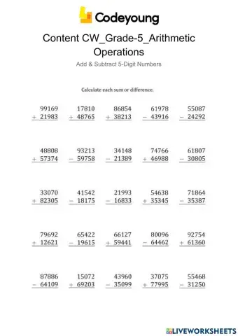 Content-CW-Add & Subtract 5-Digit Numbers