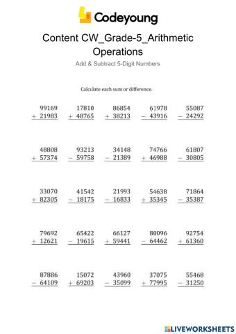 Content-CW-Add & Subtract 5-Digit Numbers