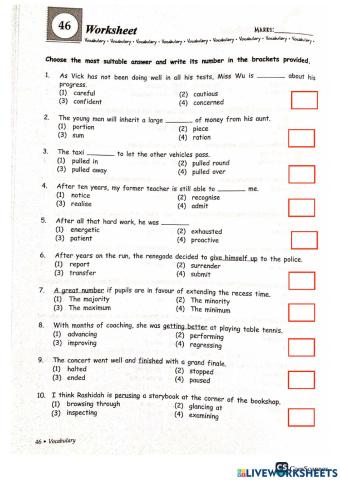 Grammar + vocab part j