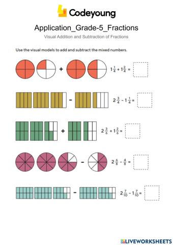 Application-Visual Addition and Subtraction of Fractions