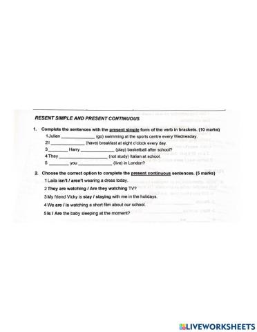 Present simple and present continous review