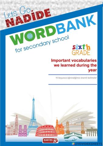 Wordbank 2021-2022 for 6th Grades