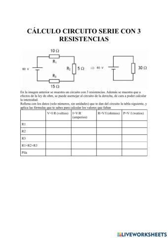 Calculo circuito serie con 3 resistencias