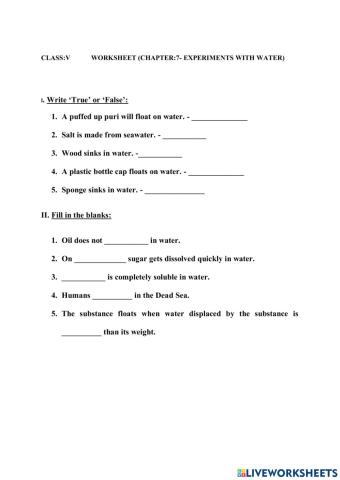 Experiments with water