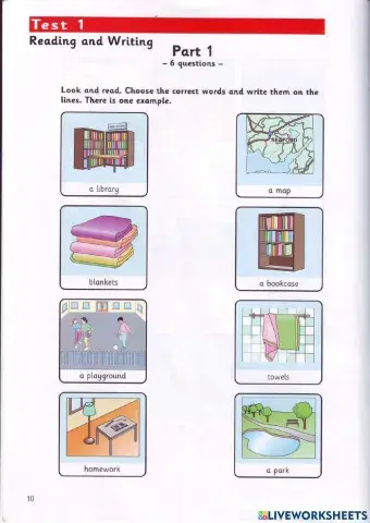 Movers - Test 1.1 - Book 1 - Reading + Writing