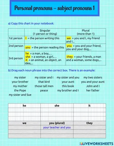 Subject pronouns 1