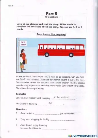 Movers - Test 1.2 - Book 1 - Reading + Writing