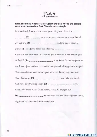 Movers - Test 2.2 - Book 1 - Reading + Writing