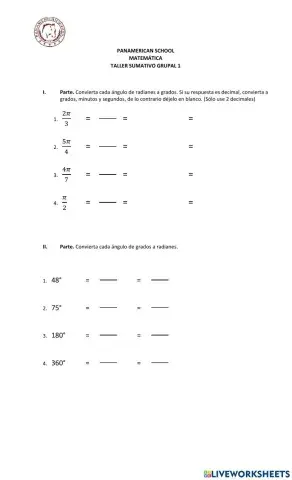 Conversión de grados a Radianes y Viceversa 10H