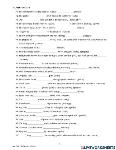 Word formation MLH 4