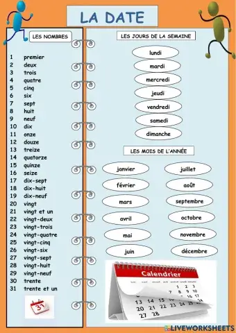 La date (nombres, jours et mois)