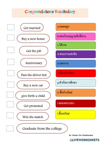 Congratulations Vocabulary