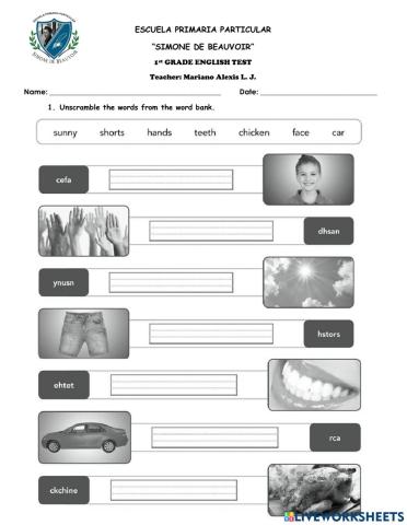 JUNE ENGLISH TEST 1A