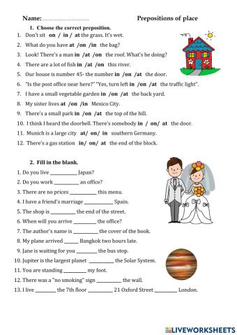 Prepositions of place