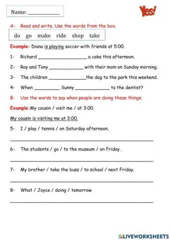 Present progressive for future arrangements