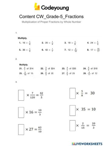 Content-CW-Multiplication of Proper Fractions by Whole Number