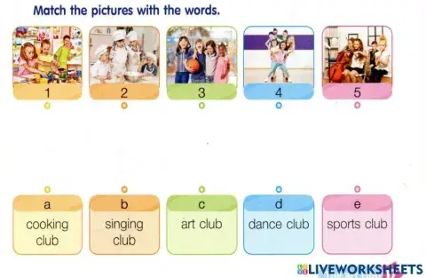 Match the pictures with the words.