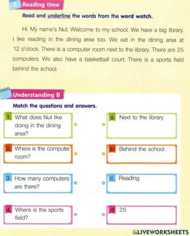 Match the questions and answers3 Understanding B