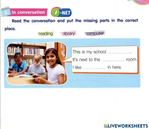 Read the conversation and put the missing parts in the correct place.