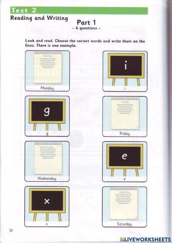 Movers - Test 2.1 - Book 2 - Reading + Writing