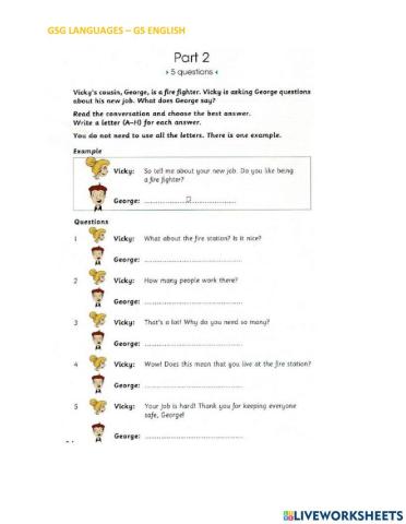 Skills Builder For Cambridge - Flyers - Reading - Writing - Part.2 - Test 5