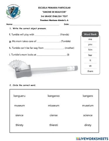 JUNE ENGLISH TEST 3A