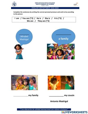 Personal pronouns and verb To Be