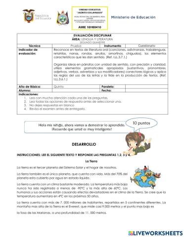 Evaluación quimestral