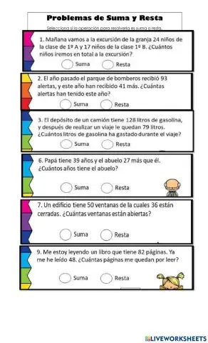Problemas de suma y resta