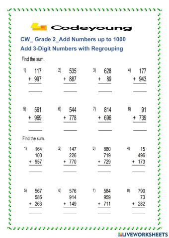 Add 3-Digit Numbers with Regrouping
