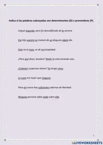 Determinantes y pronombres