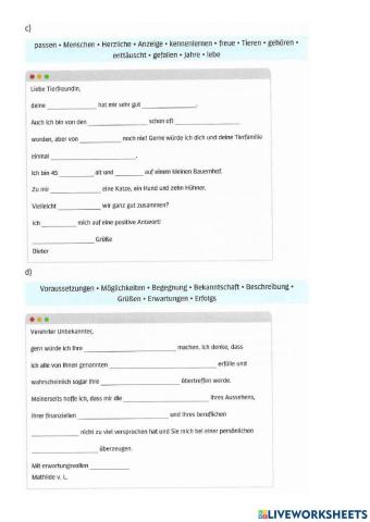 B1 Lek4 Lesen und Schreiben A1C-D