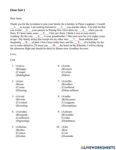 Cloze test 1