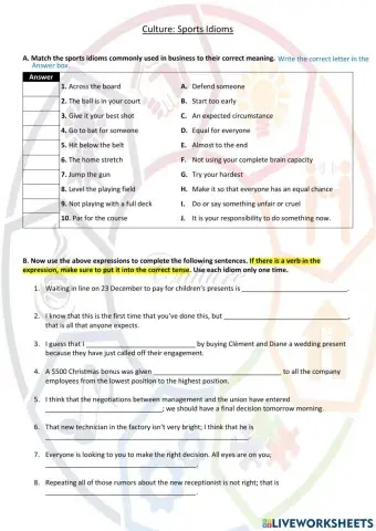 American Sports Idioms