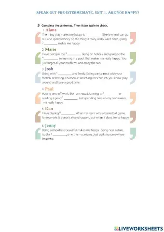 Are you happy? Speak Out Pre-Intermediate