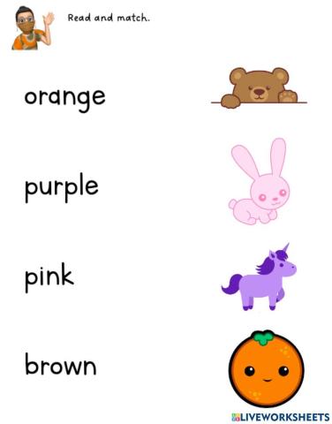 Colors: brown, pink, purple, orange.