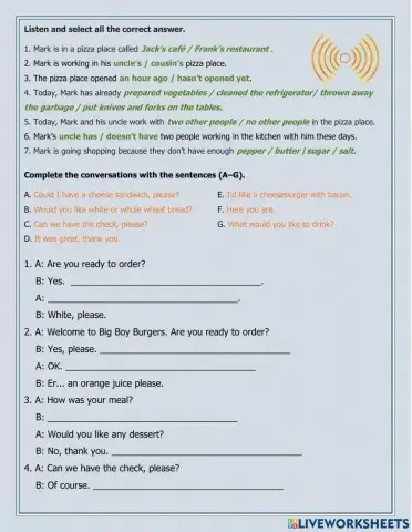 Ordering at the restaurant