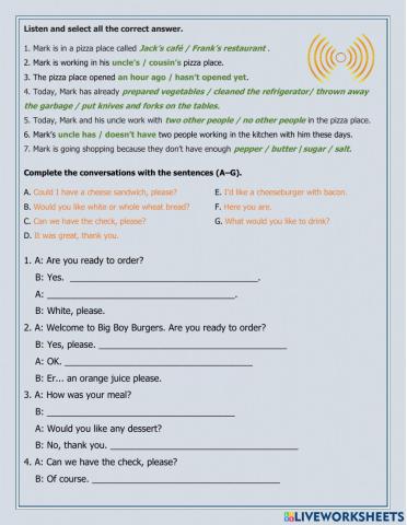 Ordering at the restaurant